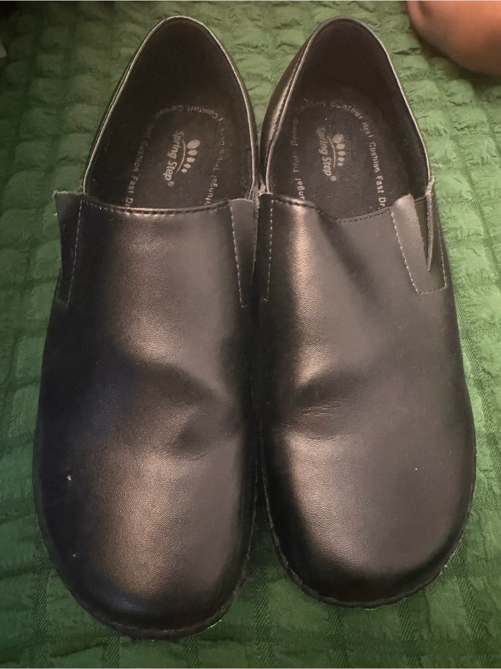Spring Step Black Slip-On Leather Comfort Loafers